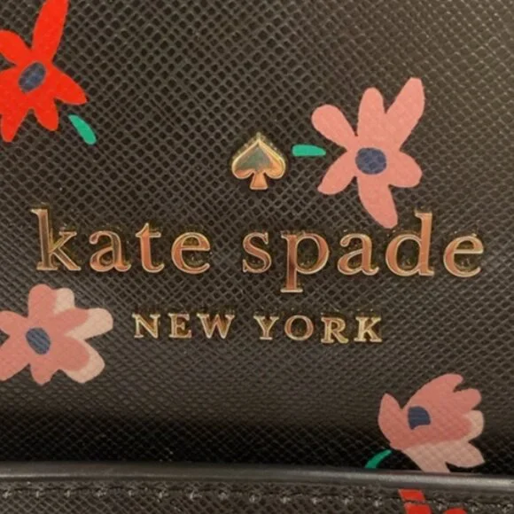 Kate Spade New York Staci Ditsy Buds Saffiano Leather Laptop Tote Floral / Black - Picture 4 of 13